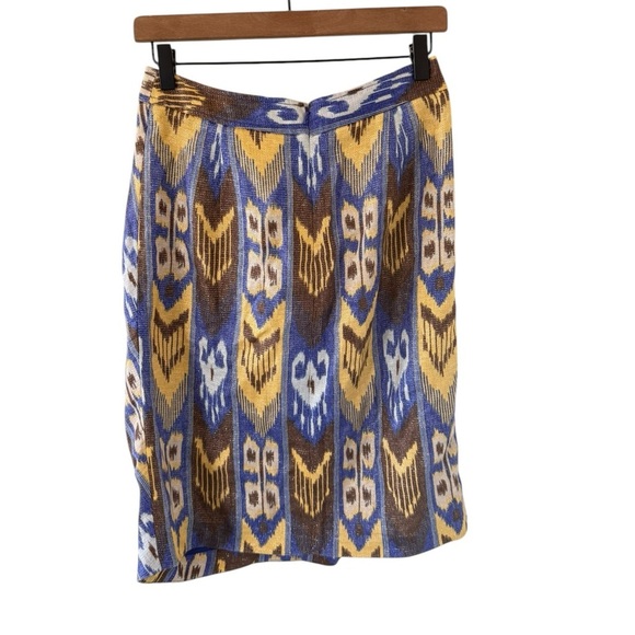 Tory Burch Jemima Tribal Print Tulip Linen Skirt - Picture 2 of 5
